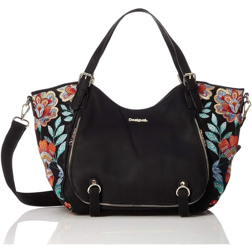 Sac desigual noir top avec fleur