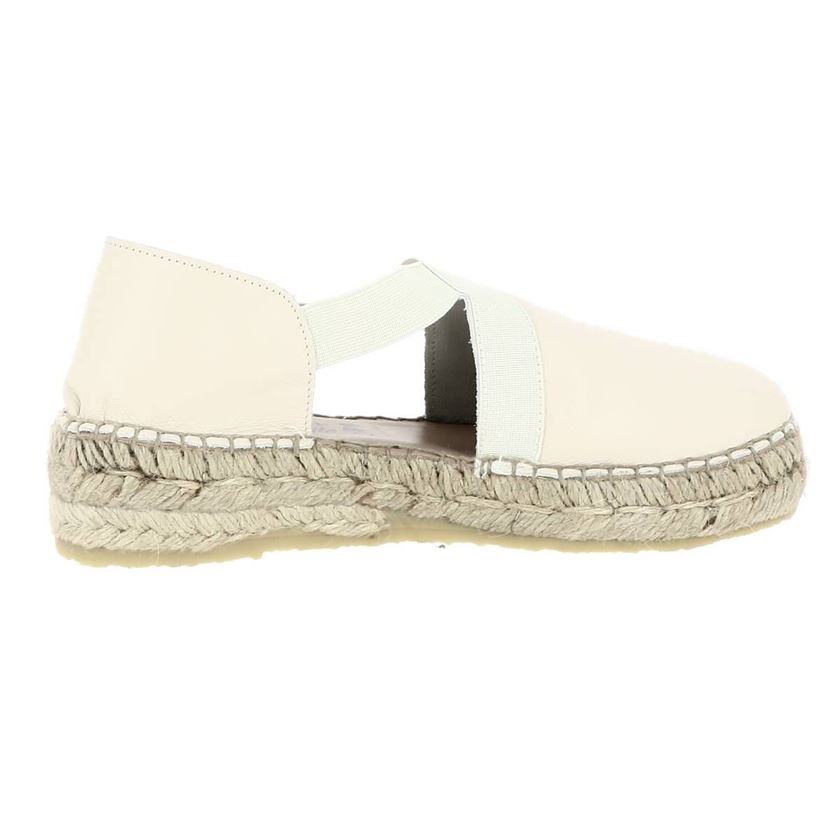 NOLANA GIRLFRIEND SATCHEL ESPADRILLE ELASTIQUES:Blanc/Cuir/Textile/Eva/Ecru