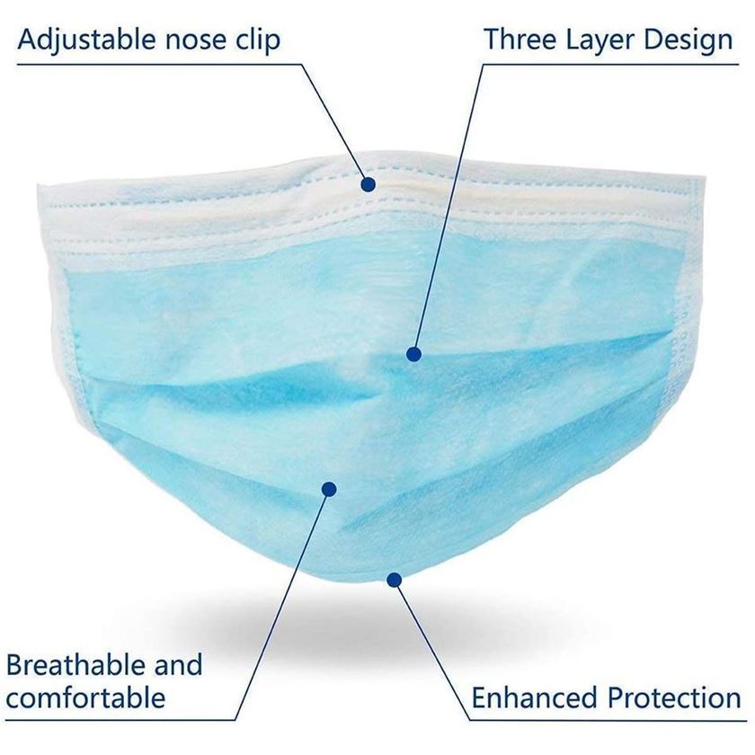 67952 50 MASQUES PROTECTIONS JETABLES NON TISSES:Bleu/Synthétique/Synthétique/ND/Bleu