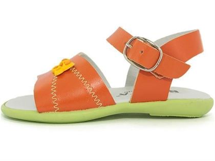 DAMIA BOLETA  - SANDALES CUIR ENFANT FILLE 7622 ORANGE:Orange/Cuir/Cuir/Elastomère/Orange