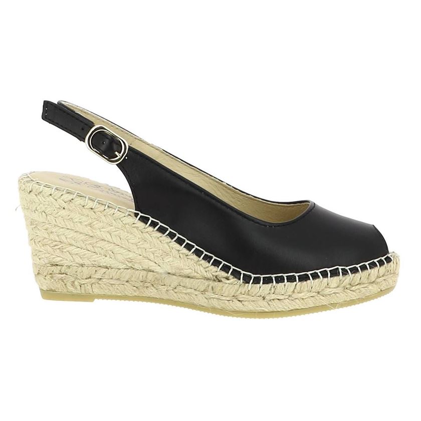 R6853 ESPADRILLE 950:Noir/Cuir/Cuir/Corde/Noir