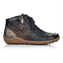 LACE-UP BOOTIE L7541:Noir/Synthétique/Fourré/Synthétique/noir multi