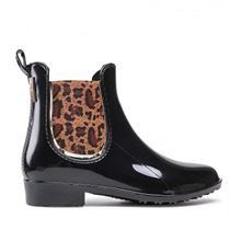 HORSOU BOOTS PLUIE:Noir/Synthétique/Textile/Synthétique/leopard