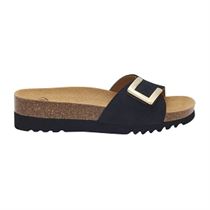 EDERLA LOW CUT MONTEREY MULE:Noir/Nubuck/Cuir, Textile/Liège/black