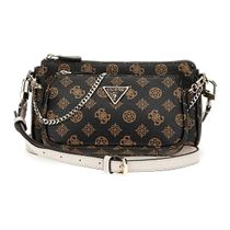 DORIAN M NOELLE DBL POUCH CROSSBOD:Noir/Polyuréthane/Textile//Mocca