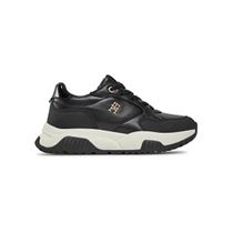 40711 LOW CUT LACE-UP SNEAKER:Noir/Cuir/Textile/Caoutchouc/noir
