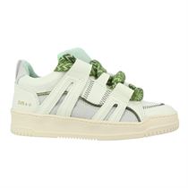 40709 INNA:Blanc/Cuir/Textile/Caoutchouc/green combination