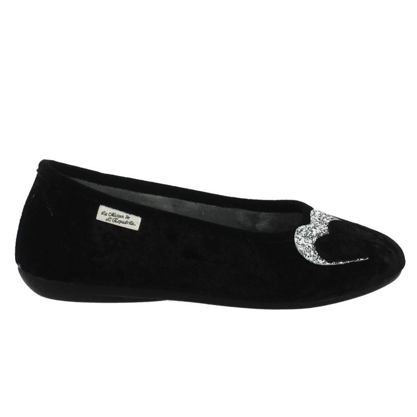 femme Maison de l espadrille femme coeur dargent noir