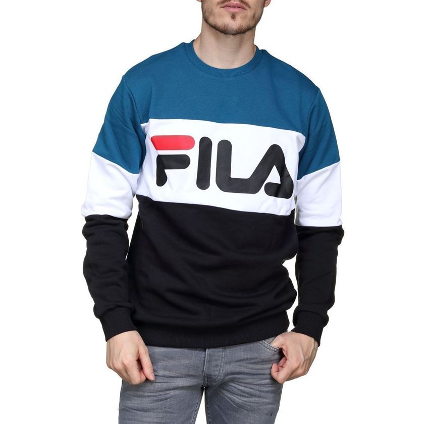 homme Fila homme men straight blocked crew bleu