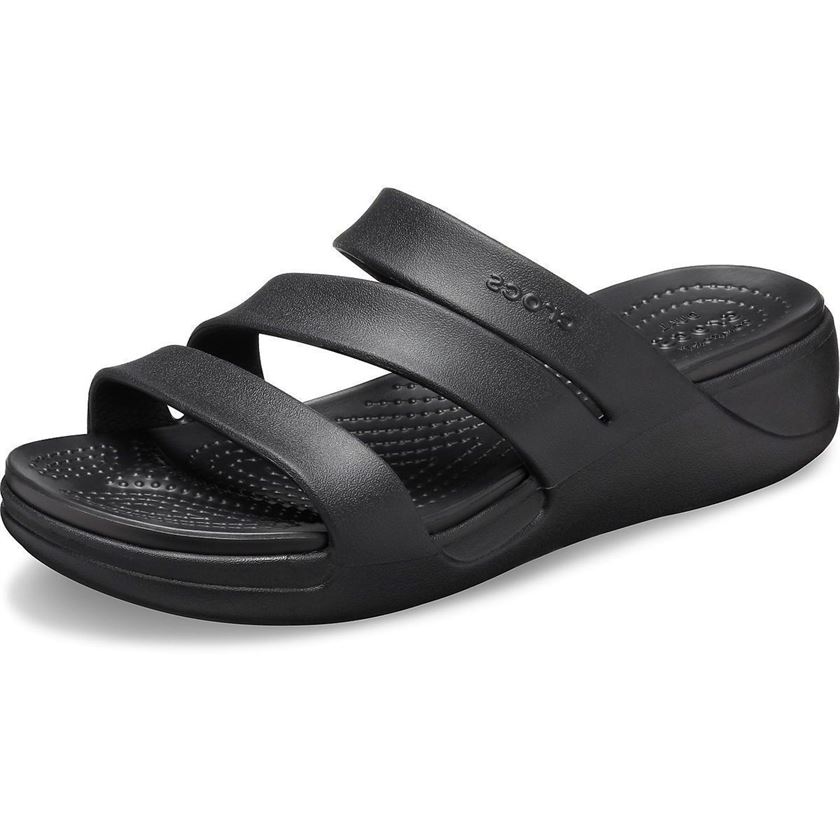 Crocs femme monterey strappy wedge noir1216201_2 sur voshoes.com