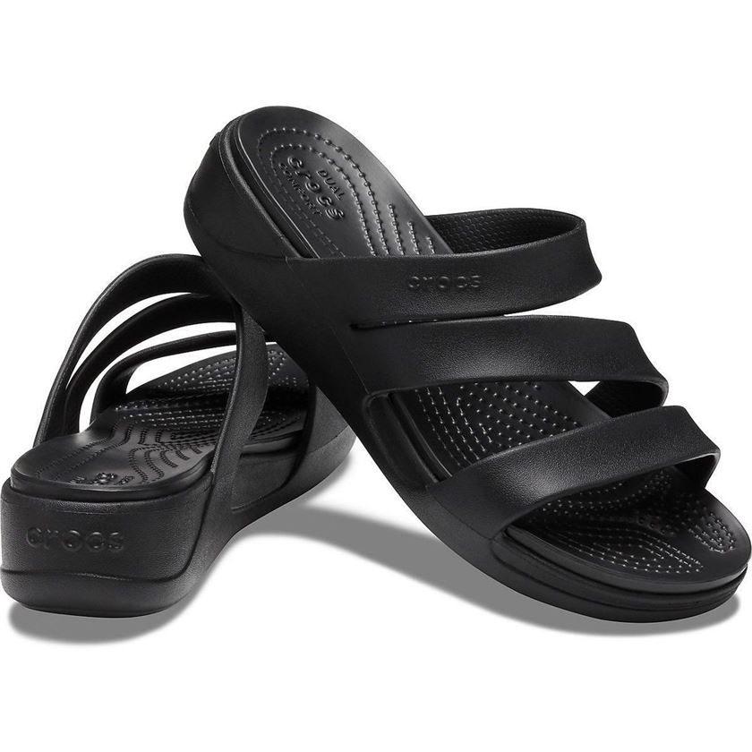 Crocs femme monterey strappy wedge noir1216201_3 sur voshoes.com