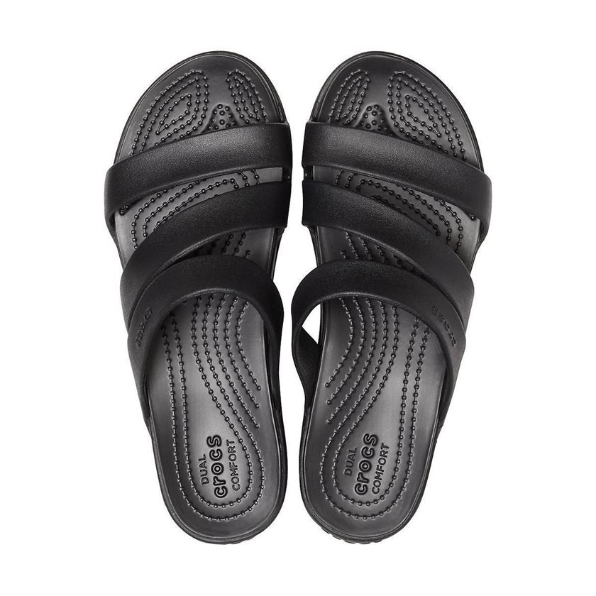 Crocs femme monterey strappy wedge noir1216201_5 sur voshoes.com