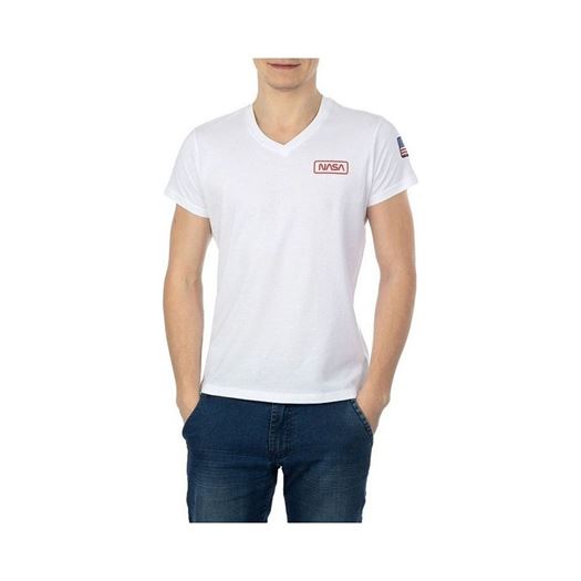 homme Nasa homme basic flag v neck blanc