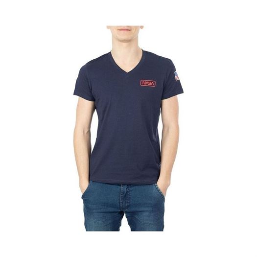 homme Nasa homme basic flag v neck bleu