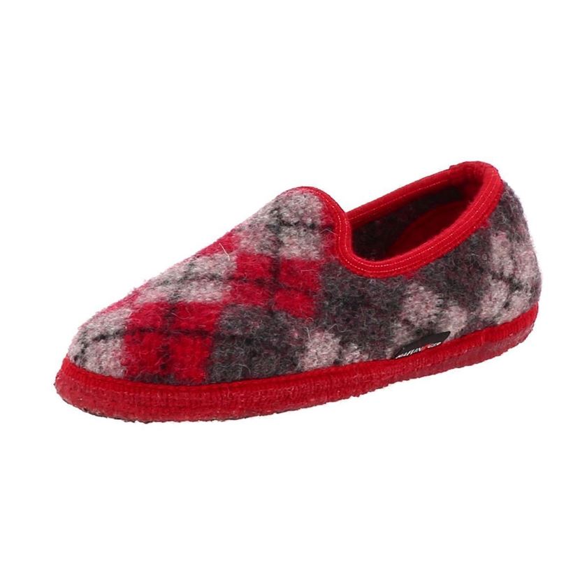 Haflinger femme slipper jaquard rouge1284901_2 sur voshoes.com