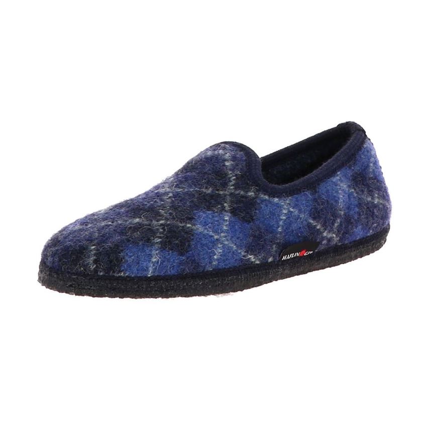 Haflinger femme slipper jaquard bleu1284902_2 sur voshoes.com