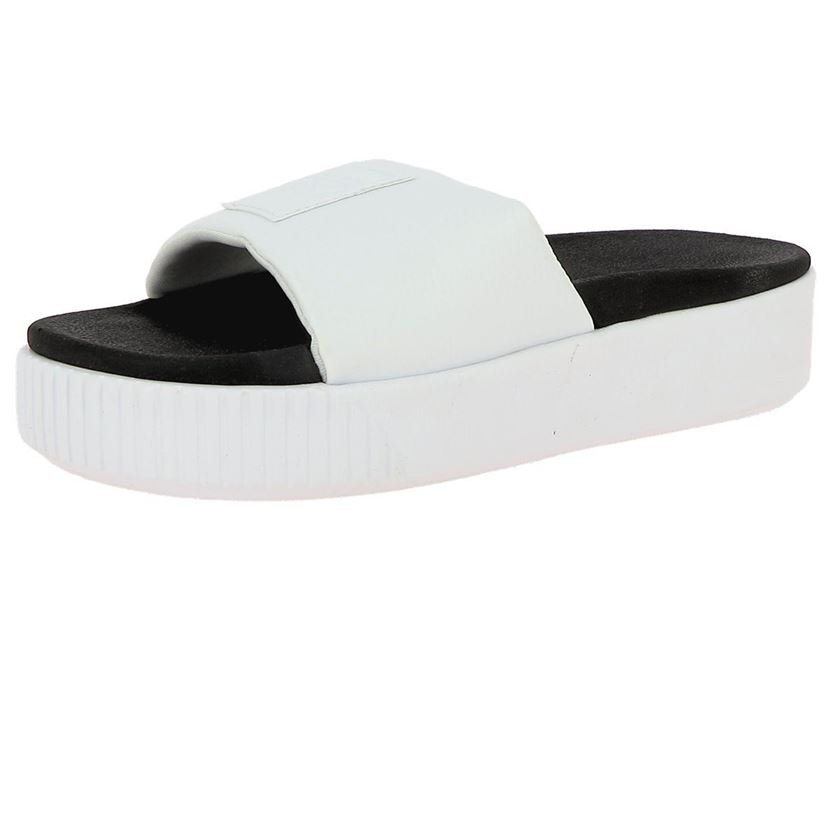 Puma femme platform slide wns blanc1321101_2 sur voshoes.com