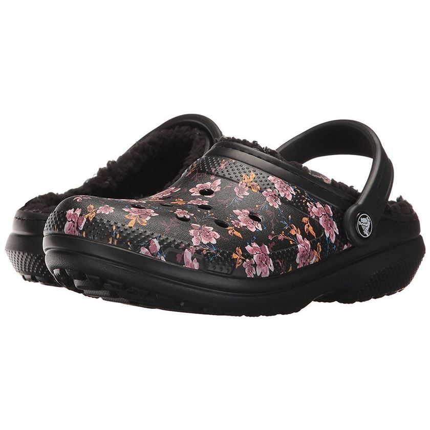 Crocs femme classic fuzz lined clog noir1594101_3 sur voshoes.com