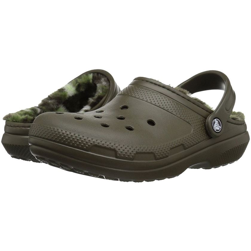 Crocs femme classic fuzz lined clog vert1594102_3 sur voshoes.com