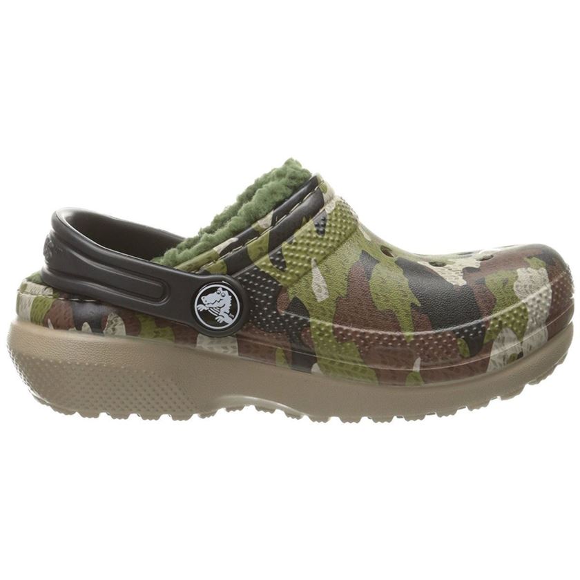 fille Crocs fille kids classic fuzz lined graphic clog camouflage