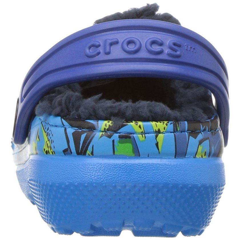 Crocs fille kids classic fuzz lined graphic clog bleu1595001_3 sur voshoes.com