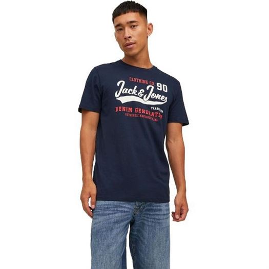 Jack jones homme jjelogo tee ss oneck 2 c bleu2053801_2 sur voshoes.com