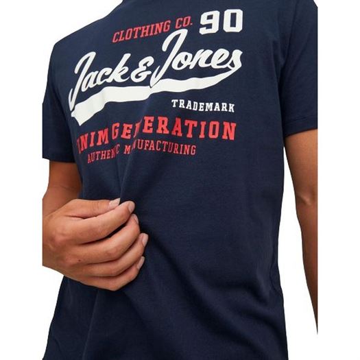 Jack jones homme jjelogo tee ss oneck 2 c bleu2053801_3 sur voshoes.com