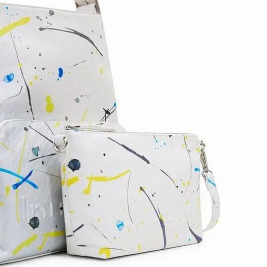 Sac bandouliere femme Desigual bag silver splat butan wi blanc