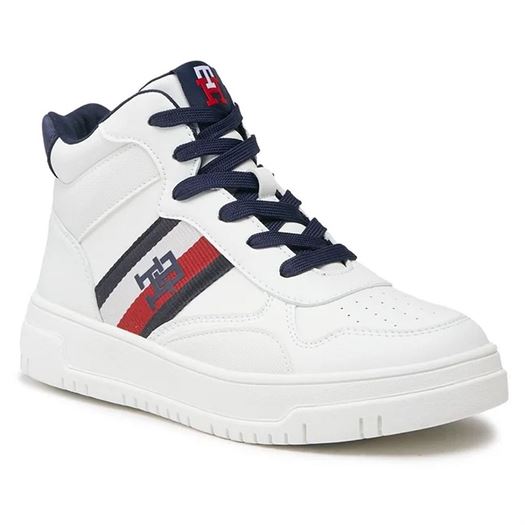 Tommy hilfiger femme stripes high top lace up blanc2272301_2 sur voshoes.com