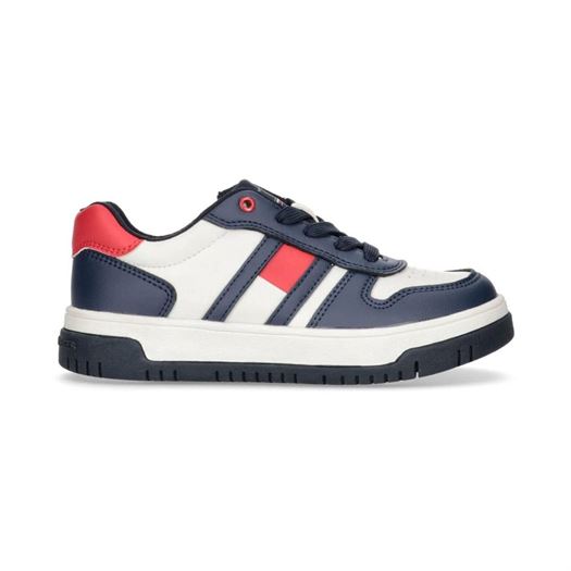 femme Tommy hilfiger femme flag low cut lace up snea bleu