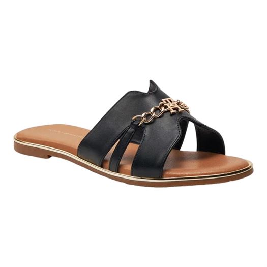 Tommy hilfiger femme flat slide noir2357601_2 sur voshoes.com