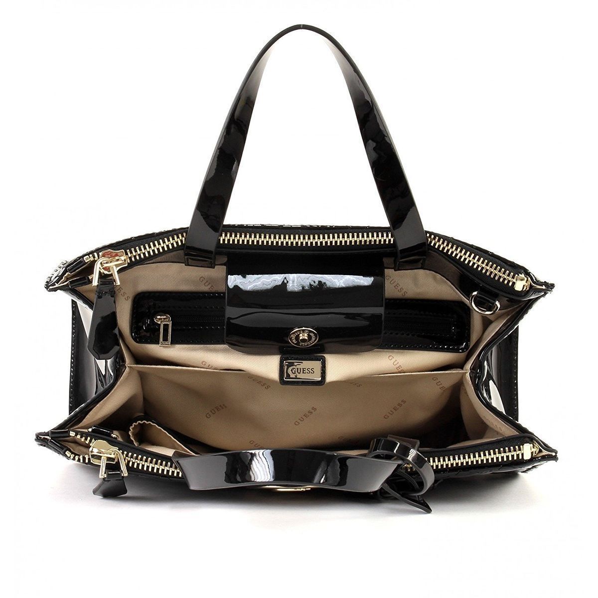 Cabas et sac shopping femme Guess g lux status satchel noir VoShoes