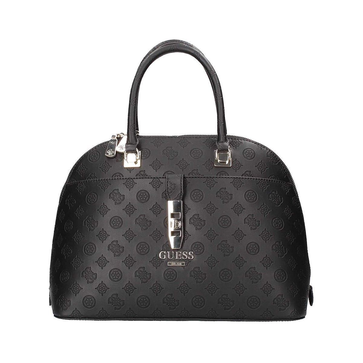 Cabas et sac shopping femme Guess peony classic lrg dome satchel noir VoShoes